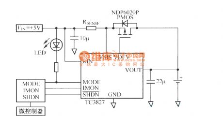 TC3827 charge controller application circuit combined IC with μC