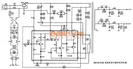 The power supply circuit diagram of IBM 3196-001 type color display