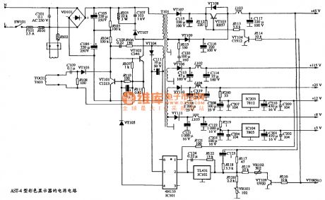 The power supply circuit diagram of AST-4 type color display