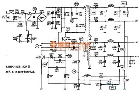 The power supply circuit diagram of SAMPO KOS-1429 type color display