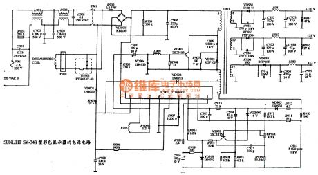The power supply circuit diagram of SUNLIHT SM-348 type color display