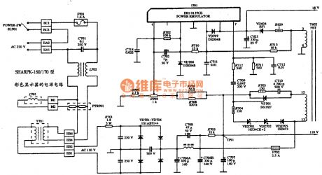 The power supply circuit diagram of SHARP K-160/170 type color display