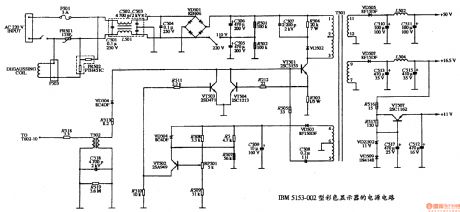 The power supply circuit diagram of 61、IBM 5153-002 color displays
