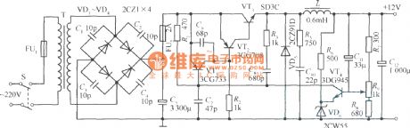Application circuit example of transistor switch stabilized voltage supply
