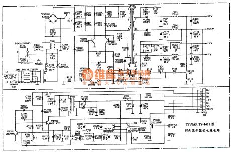 The power supply circuit diagram of TYSTAR TY-1411 type color display