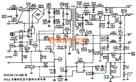 The power supply circuit diagram of TOPCON CN-1402 type SVGA color display