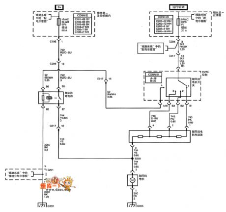 SHANGHAI GM Chevrolet（Epica）saloon car air-conditioning system manual control circuit diagram(one)