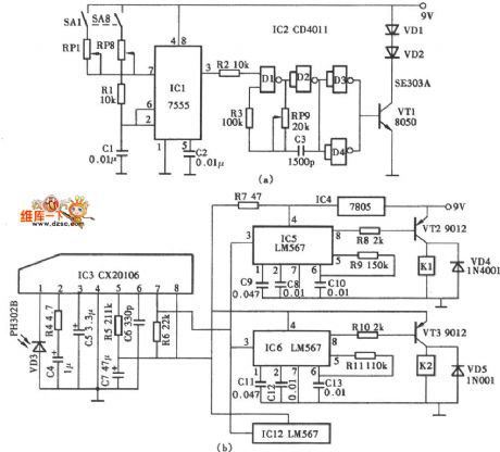 Circuit Diagram of 8-channel Infrared Ray Remote Control