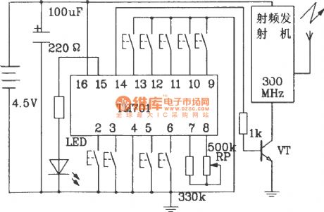 Composed of TM701 and TM702 RF remote control transmitter and receiver circuit diagram