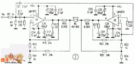 lm1875 application experiment and current feedback btl circuit-design circuit