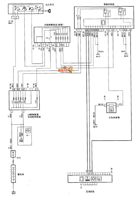 Dongfeng Citroen Picasso(2.0L) electric heater rear windshield(automatic air-condition) circuit diagram