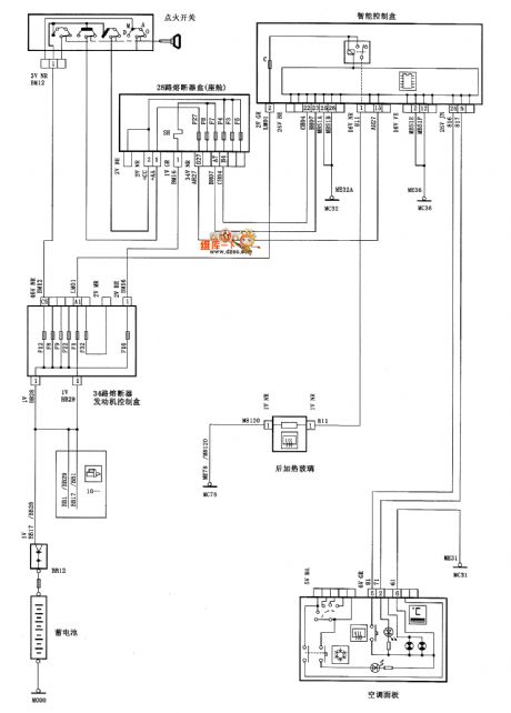 Dongfeng Citroen Picasso(2.0L) electric heater rear windshield circuit diagram
