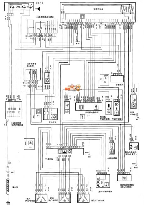 Dongfeng Citroen Picasso(2.0L) saloon car automatic air conditioning circuit diagram