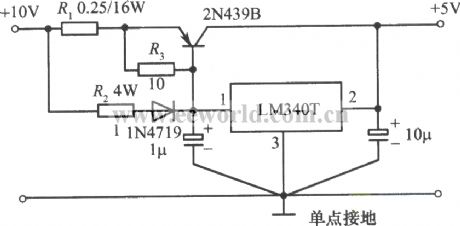 5V、5A regulated power supply composed of LM340T integrated regulator