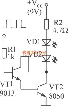 The driver circuit diagram of two infrared light-emitting diodes