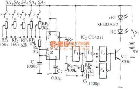Five-channel audio equipment remote circuit diagram