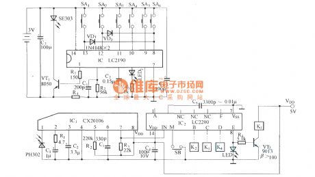 Six-way infrared remote control power switch circuit diagram