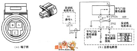 Shanghai GM Regal 2.0L throttle position sensor connector terminal and connecting circuit diagram