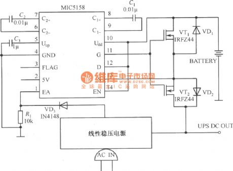 Uninterrupted power supply circuit composed of MIC5158