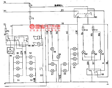 The steering and danger signal, lighting and headlight circuit of Tianjin Xiali TJ7100.7100U