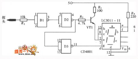 Character display type logic pen circuit (CD4001) composed of the gate circuit (4)