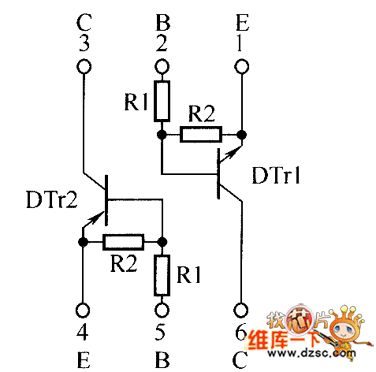Crystal transistors EMD12 and UMD12N interal circuit
