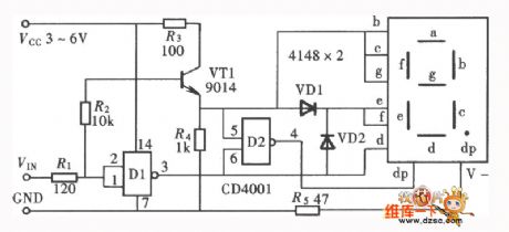 Open-circuit state display logic pen circuit (CD4001) (1)