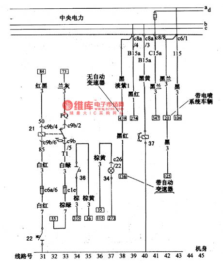 Santana 2000 (gasoline injection motor) warn start circuit wiring circuit diagram