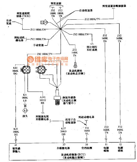 Beijing Cherokee 4.0L engine electronic control system sensor and computer wiring diagram