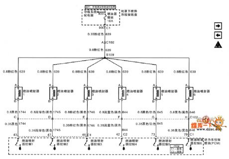 2.5L motor injector circuit diagram of Shanghai GM Buick commercial vehicle(GL8)