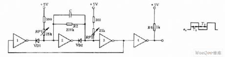 Signal Circuit of Duty Ratio Ajustable Clock Consisting of 4 NAND gates