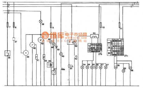 Shenyang JinBei SY6474、SY6475A、SY6475 series light bus instrument, singal, headlamp circuit diagram