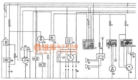 Shenyang JinBei light bus power supply, start-up, ignition, car heater, wiper circuit diagram