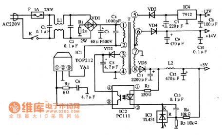 T0P212YA1 PWM monolithic integrated circuit diagram