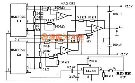 The application circuit diagram of magnetic resistance integrated circuit HMC1051Z
