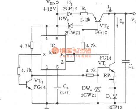 The adjustable symmetric triangular wave generator circuit (555)