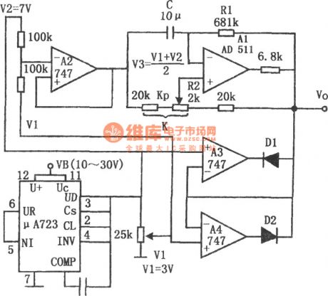 The ultra-low frequency triangular wave generating circuit (747、μA723)