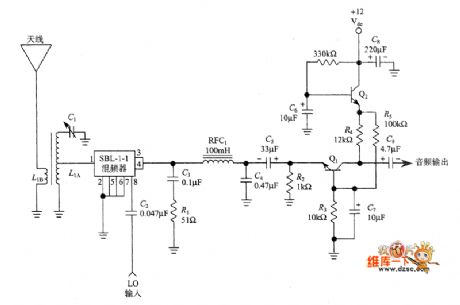 SBL-1-1 DBM top-level direct conversion receiver audio mixer circuit