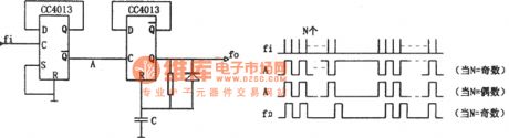 The continual signal frequency splitting circuit composes of CC4013