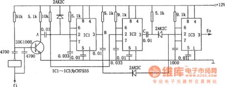 The 4-time frequency circuit composed of CH7555
