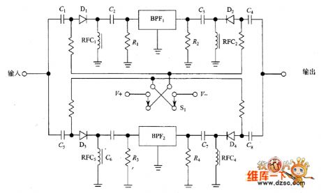 PIN diode with band-pass filter switch circuit