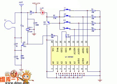 The key ring wireless encoding remote controller circuit (1)
