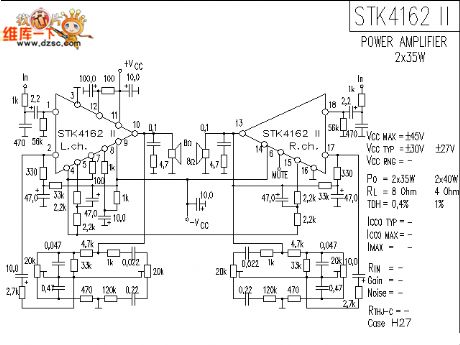 The STK4162 application circuit