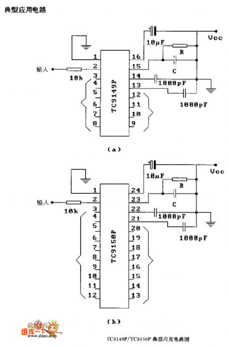 The TC9149P/TC9150F typical application circuit