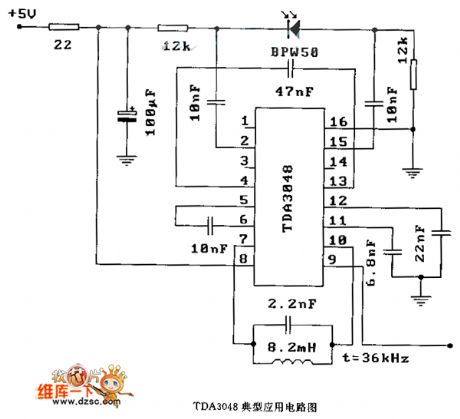The TDA3048 typical application circuit