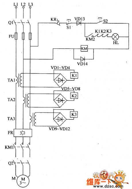 the circuit of phase-failure protector for electric motor (1)