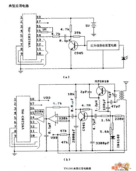 The YN 5203 typical application circuit
