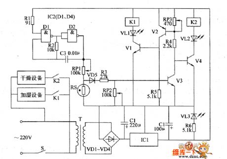 the circuit of the temperature and humidity automatic controller (1)