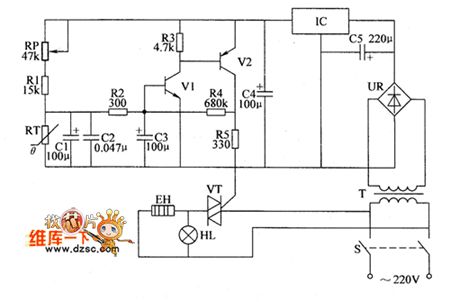 the circuit of temperature controller(18)