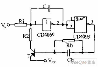 Voltage control oscillator circuit composed of the Schmitt trigger